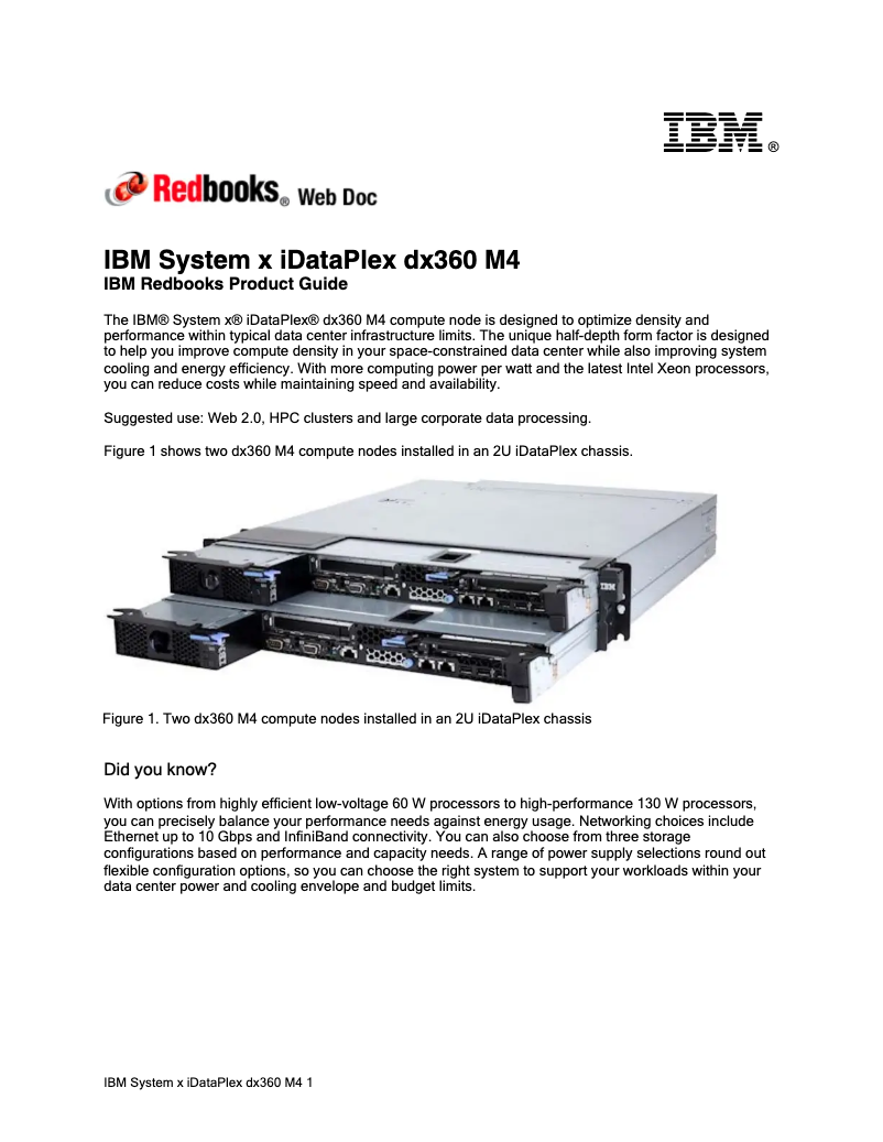 Page n°1 - Manuel utilisateur Lenovo System x iDataPlex dx360 M4