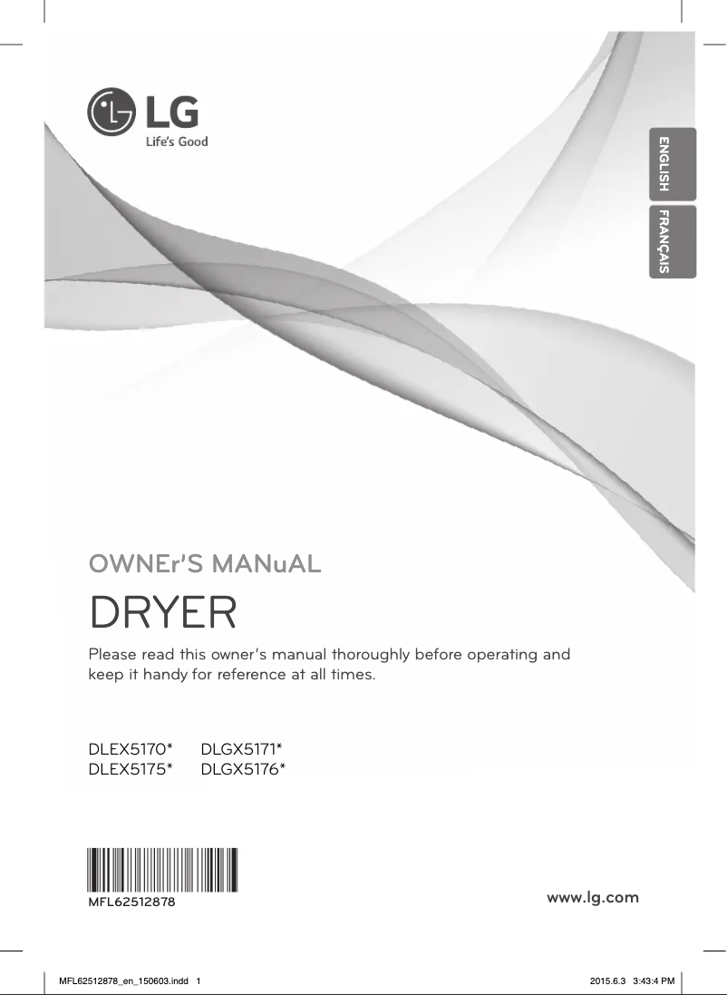 Image de la première page du manuel de l'appareil DLGX5171V