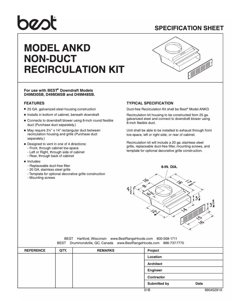 Página 1 del manual Ficha técnica Best ANKD