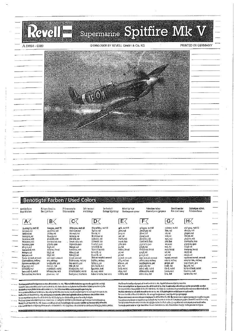 Page 1 de la notice Manuel utilisateur Revell Spitfire Mk.V