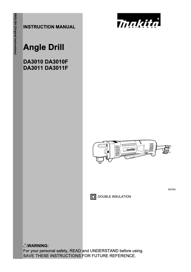 Page n°1 - Manuel utilisateur Makita DA3011
