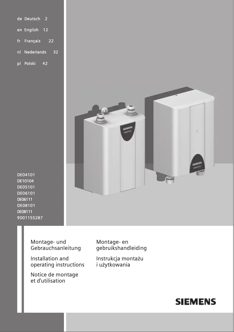 Image de la première page du manuel de l'appareil DE04101