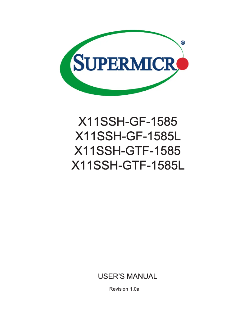 Image de la première page du manuel de l'appareil X11SSH-GTF-1585L