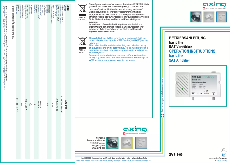 Page n°1 - Manuel utilisateur Axing SVS 1-00