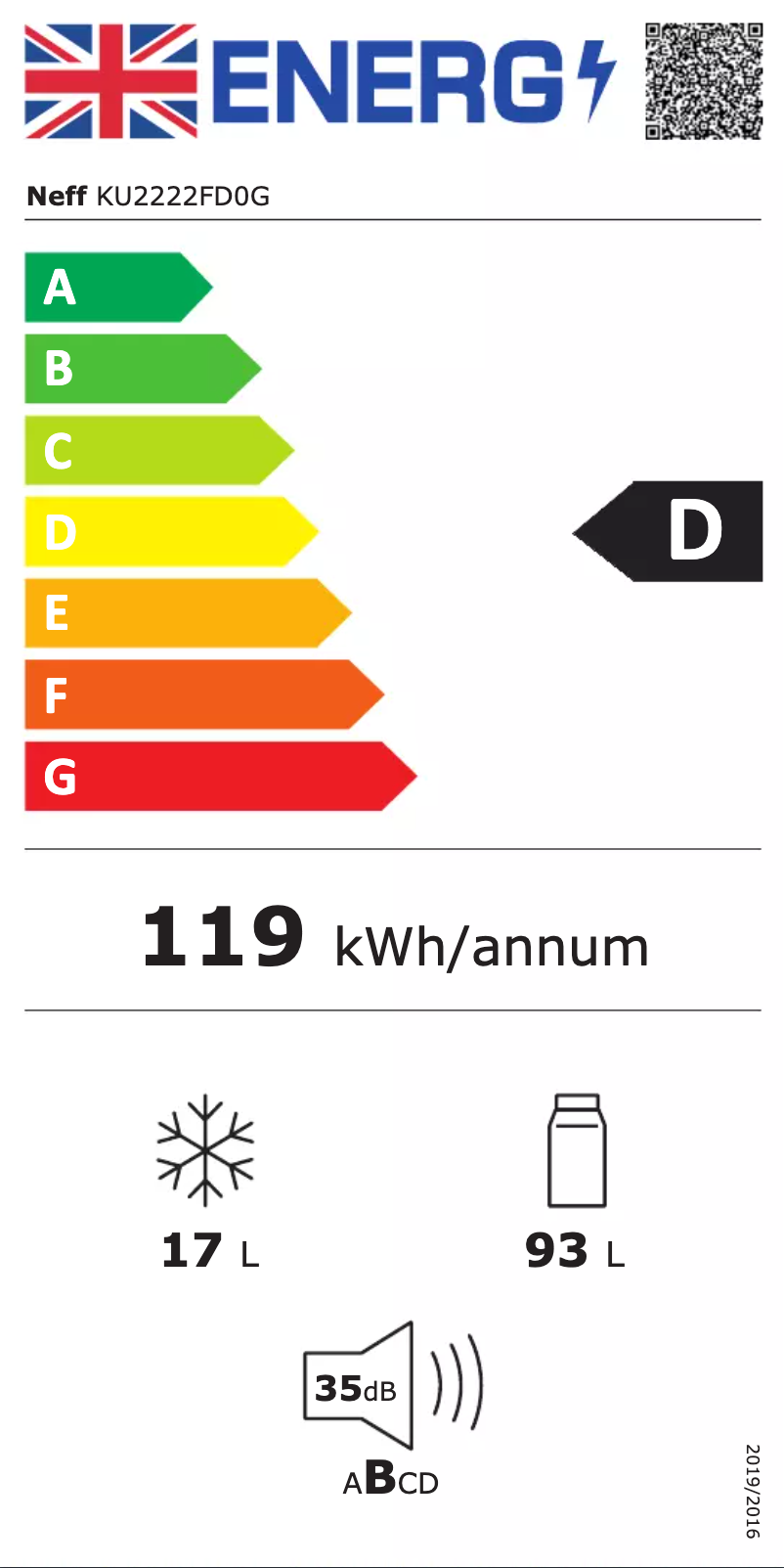 Page n°1 - Label énergétique Neff KU2222FD0G