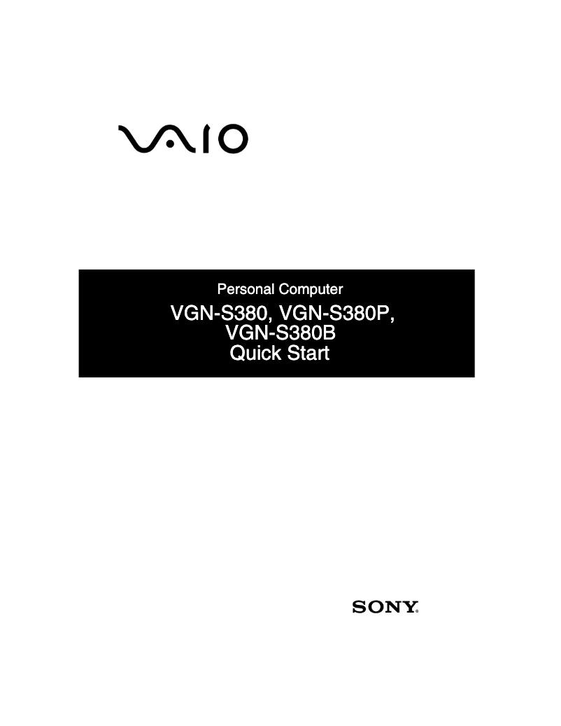 Page n°1 - Guide d'installation Sony Vaio VGN-S380B02