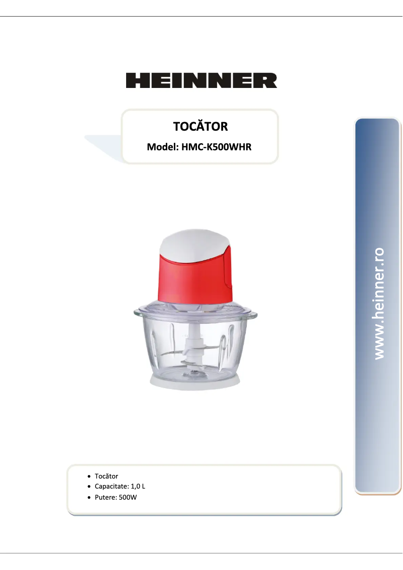 Image de la première page du manuel de l'appareil HMC-K500WHR