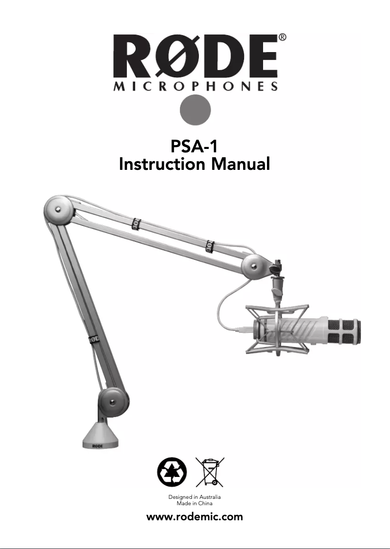 Page n°1 - Manuel utilisateur Røde PSA-1