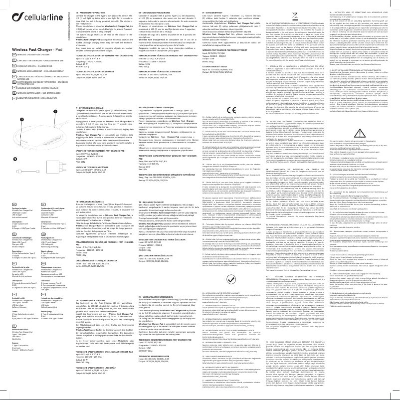 Page 1 de la notice Manuel utilisateur Cellular Line Wireless Fast Charger Pad