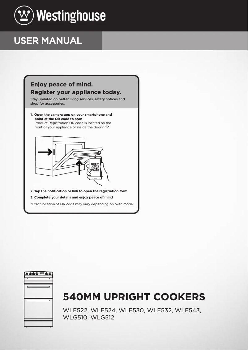 Page n°1 - Manuel utilisateur Westinghouse WLE530WCA
