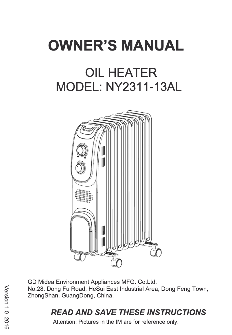 Page 1 de la notice Manuel utilisateur Midea NY2311-13AL