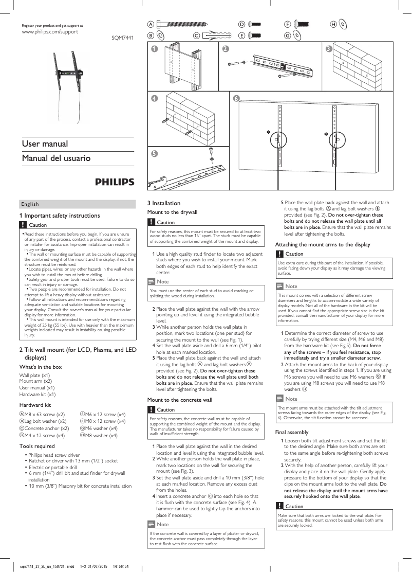 Page n°1 - Manuel utilisateur Philips SQM7441