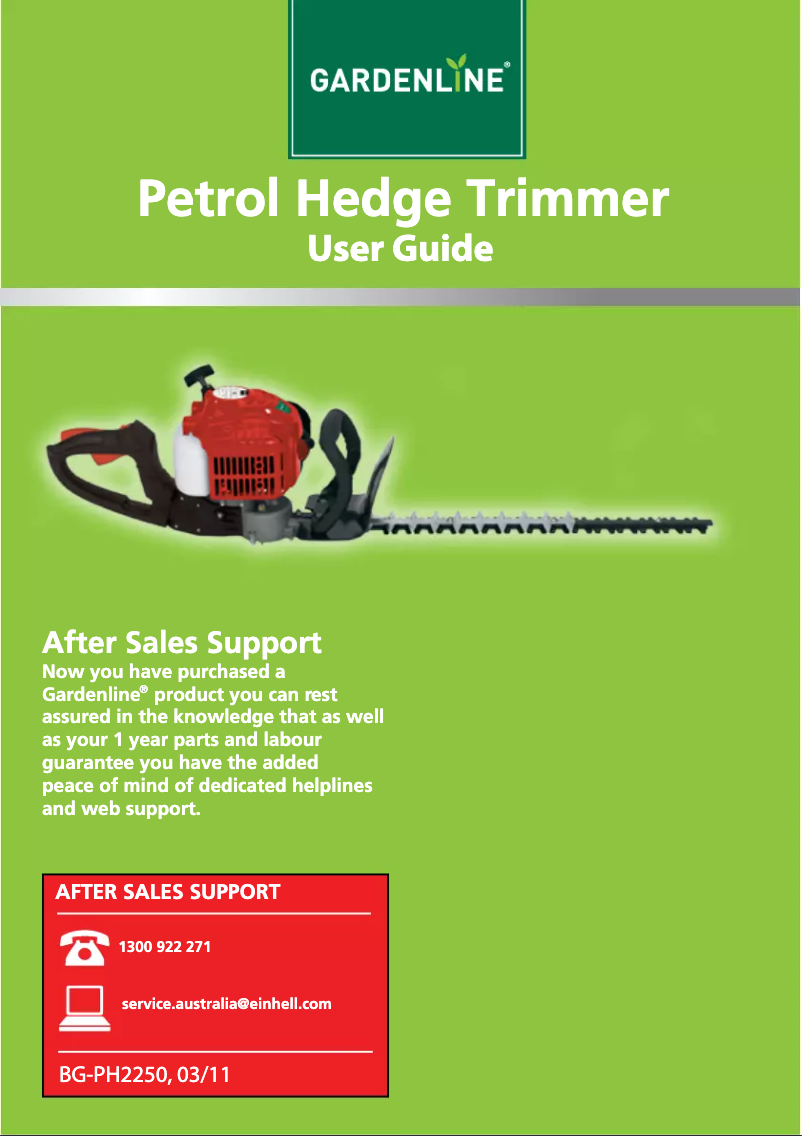 Page 1 de la notice Manuel utilisateur Gardenline BG-PH 2250