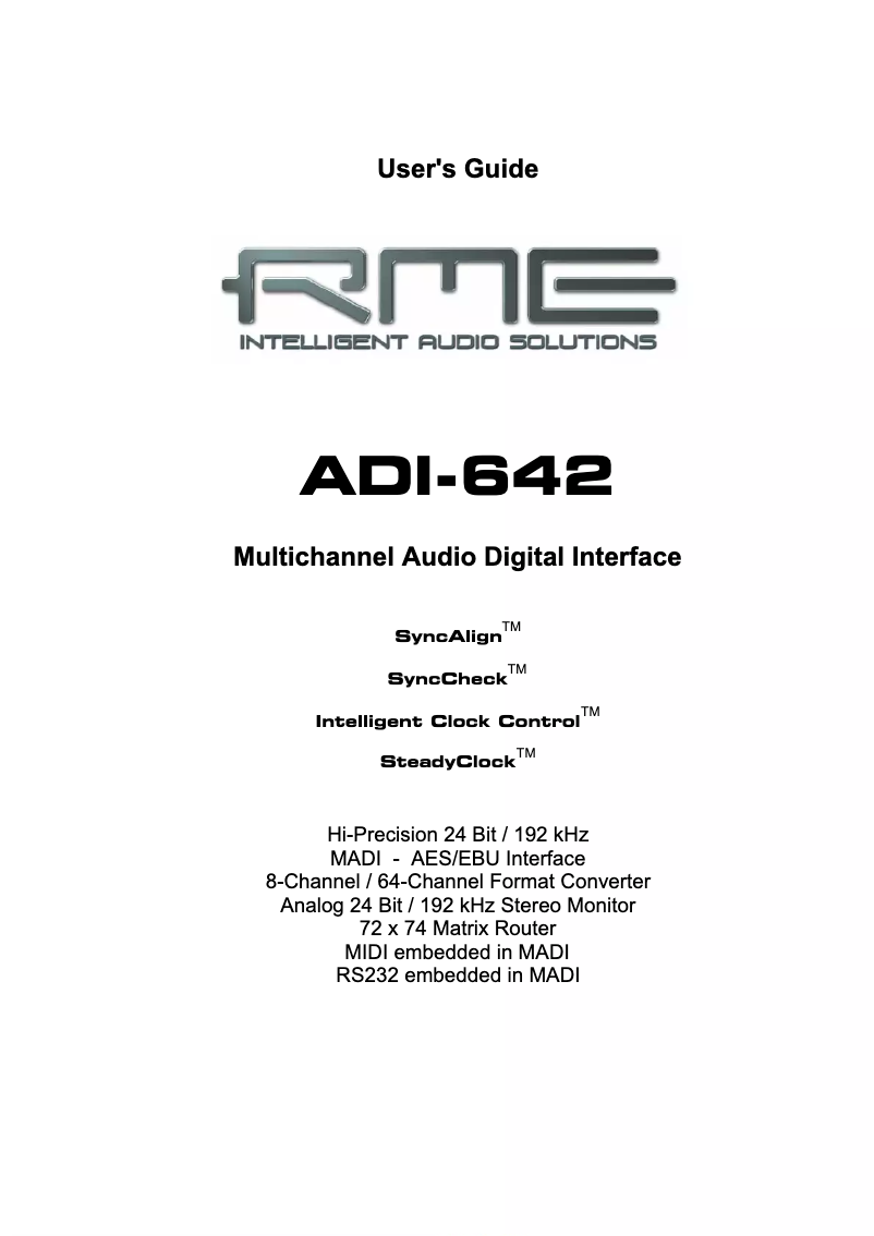 Page 1 de la notice Manuel utilisateur RME ADI-642