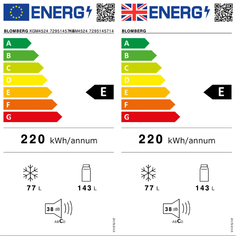 Page 1 de la notice Label énergétique Blomberg KGM4524