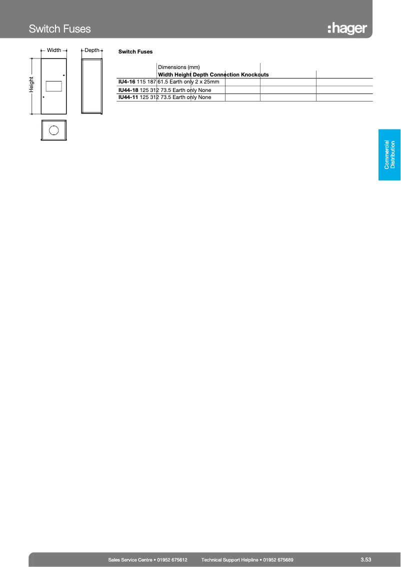 Page n°1 - Fiche technique Hager IU44-11