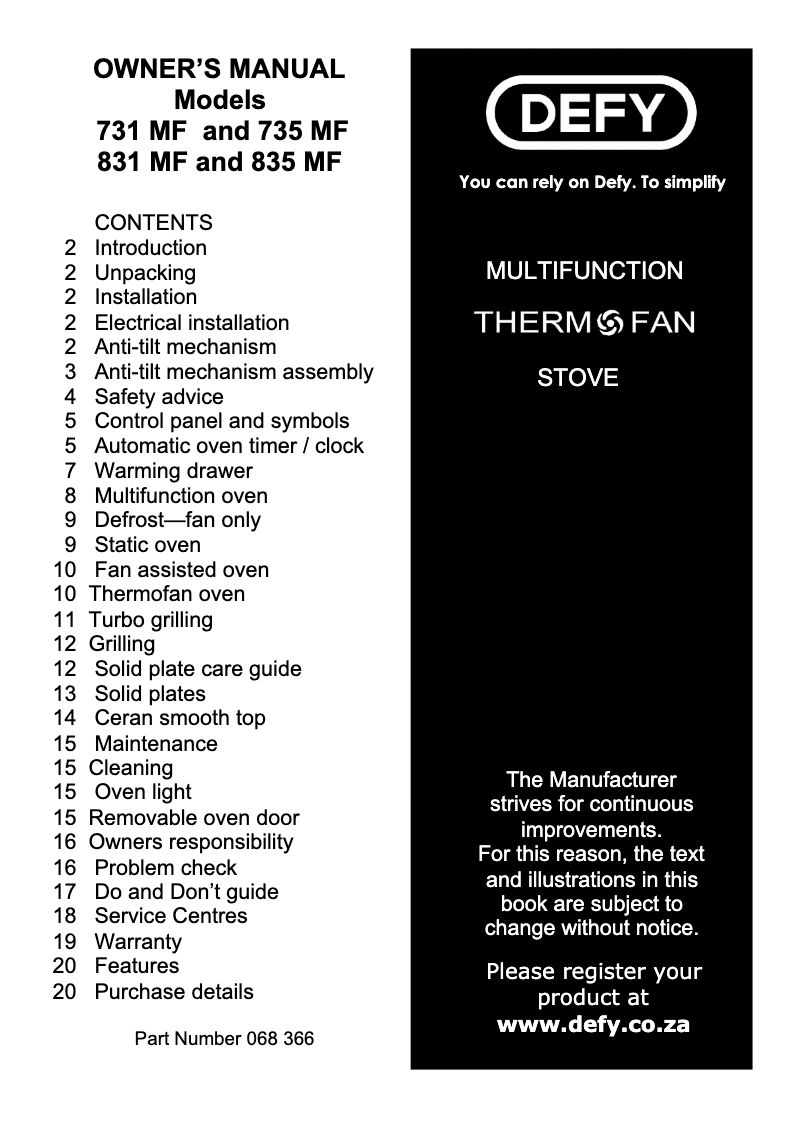Page 1 de la notice Manuel utilisateur Defy DSS498