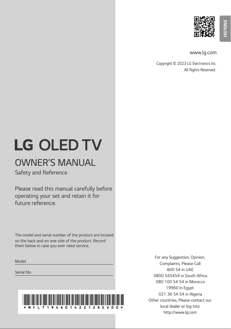 Image de la première page du manuel de l'appareil OLED55A36LA