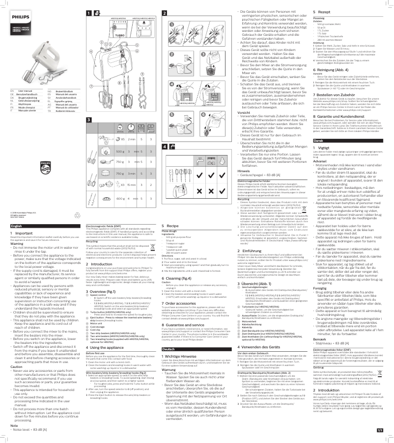 Page 1 de la notice Manuel utilisateur Philips Daily Collection HR3704