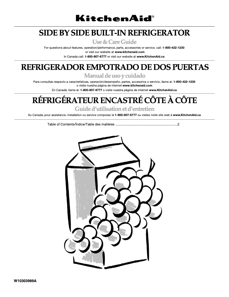 Página 1 del manual Manual de usuario KitchenAid Architect II KSSS36FTX