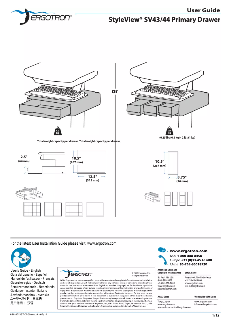 Page 1 de la notice Manuel utilisateur Ergotron 97-902
