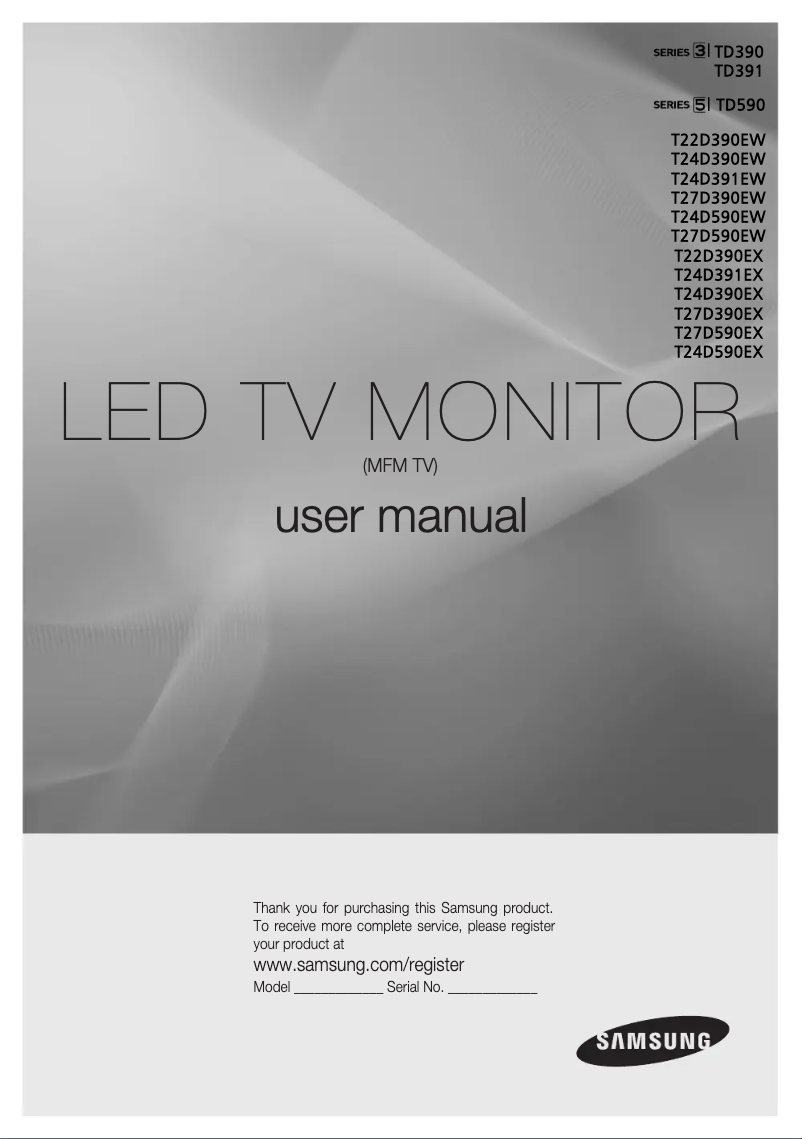 Page 1 de la notice Manuel utilisateur Samsung LT27D390EW