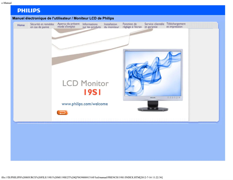 Imagen de la primera página del manual del dispositivo Brilliance 19S1SB