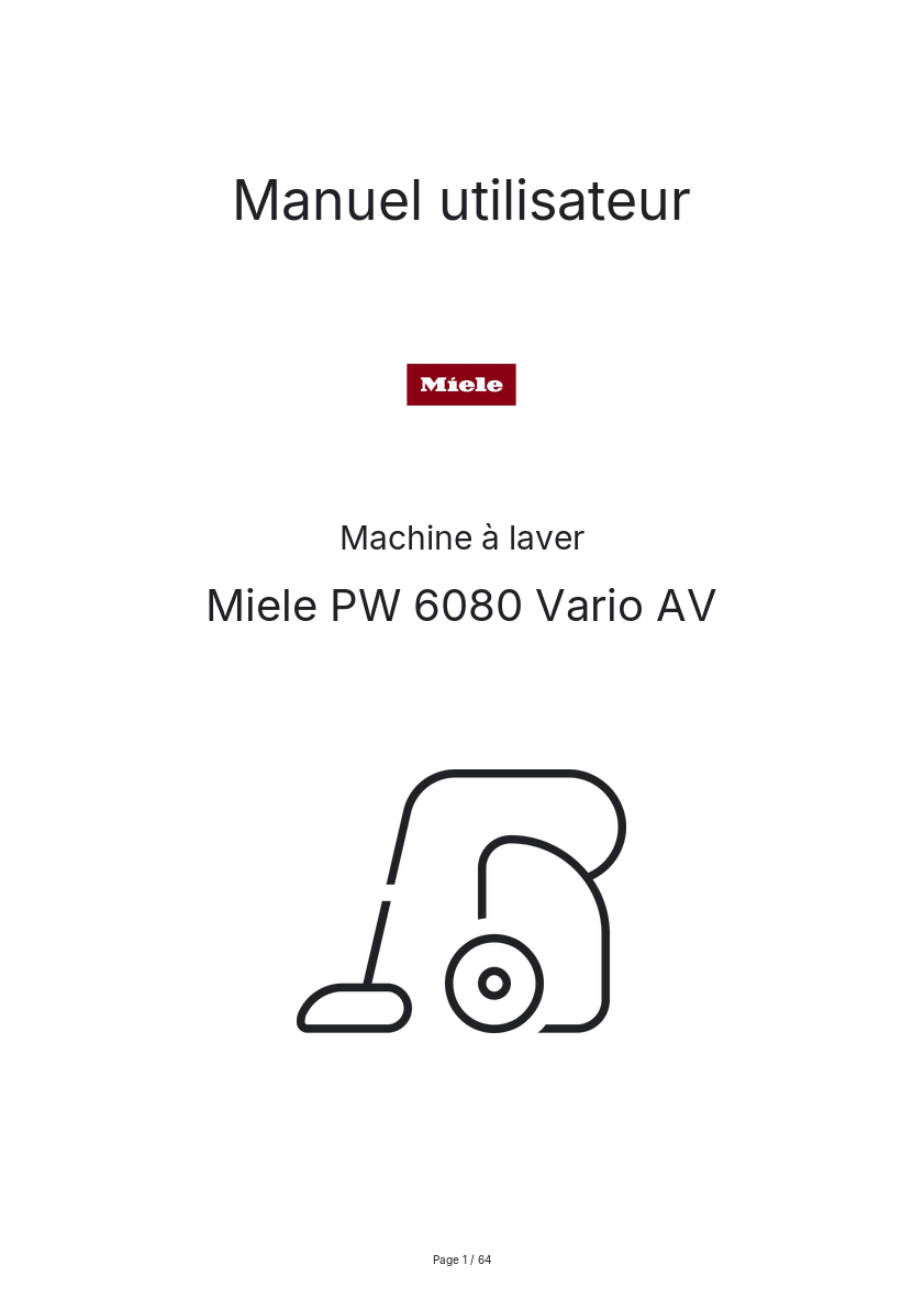 Image de la première page du manuel de l'appareil PW 6080 Vario AV