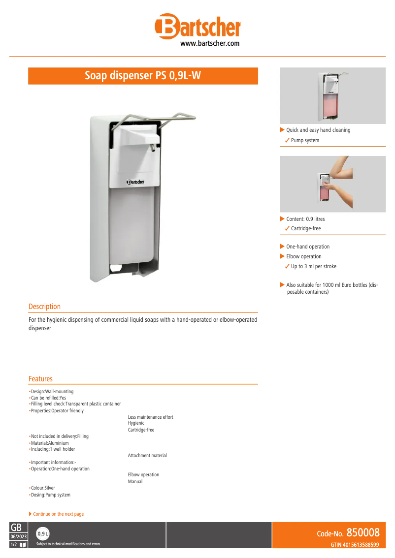 Image de la première page du manuel de l'appareil 850008