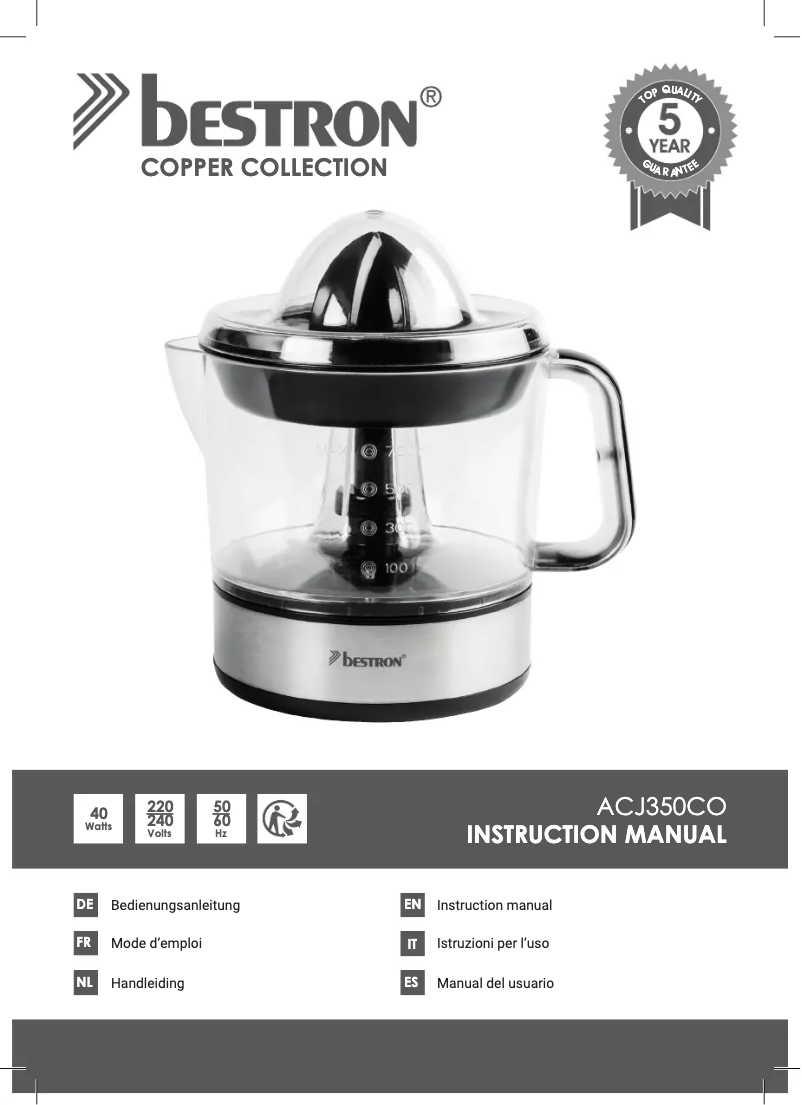 Imagen de la primera página del manual del dispositivo ACJ350CO