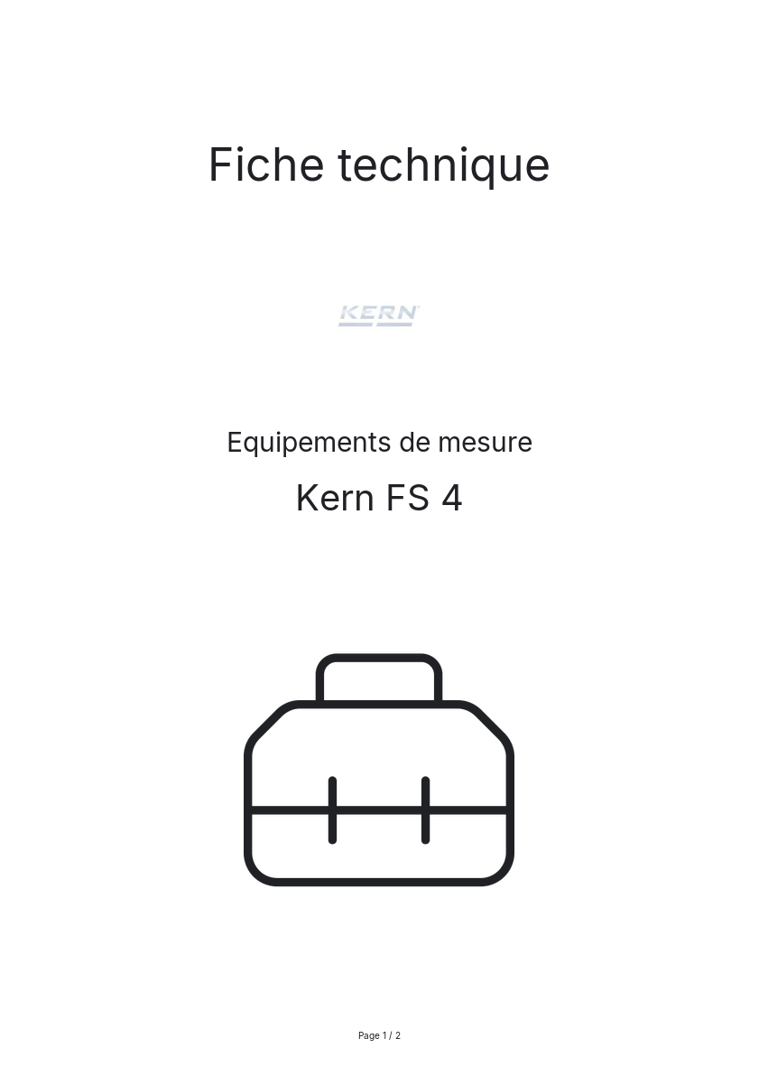Page n°1 - Fiche technique Kern FS 4