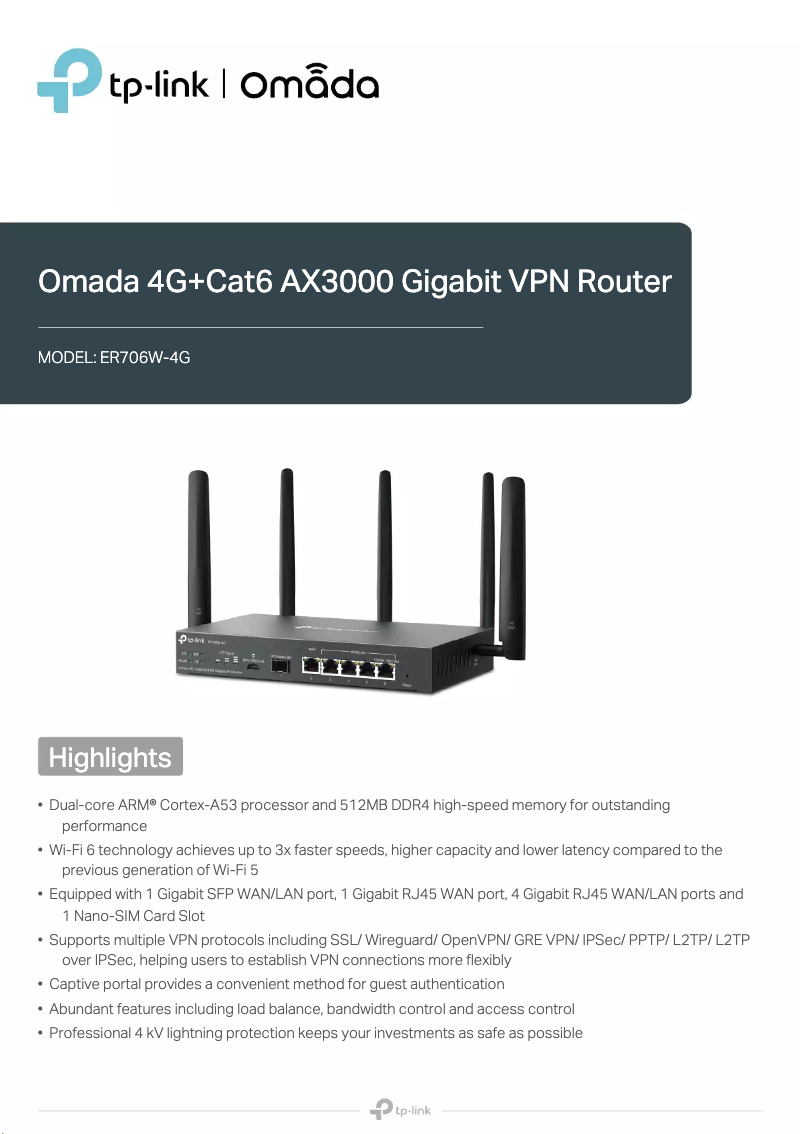 Page n°1 - Fiche technique TP-Link ER706W-4G