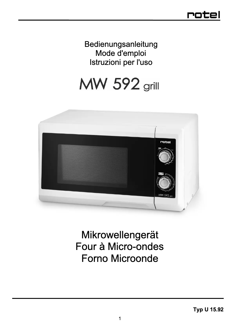 Image de la première page du manuel de l'appareil MW 592