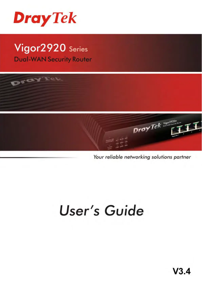 Page 1 de la notice Manuel utilisateur Draytek Vigor2920
