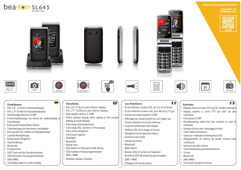 Page n°1 - Fiche technique Bea-fon SL645