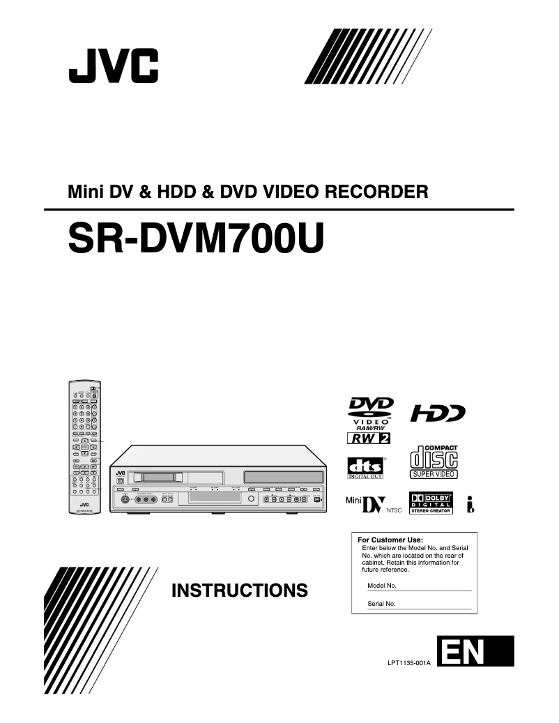Page 1 de la notice Manuel utilisateur JVC SR-DVM700