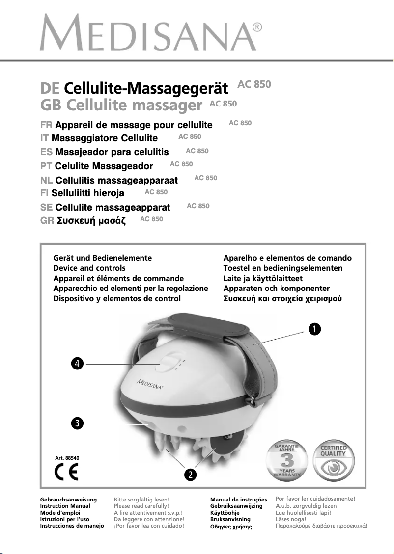 Page 1 de la notice Manuel utilisateur Medisana AC 900