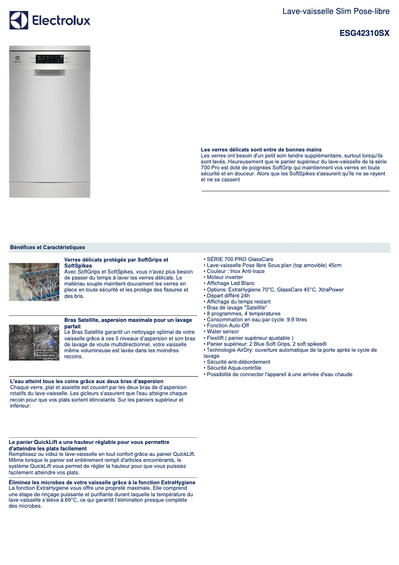Image de la première page du manuel de l'appareil ESG42310SX