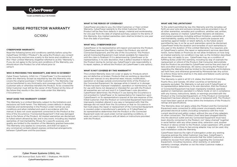 Image de la première page du manuel de l'appareil GC106U