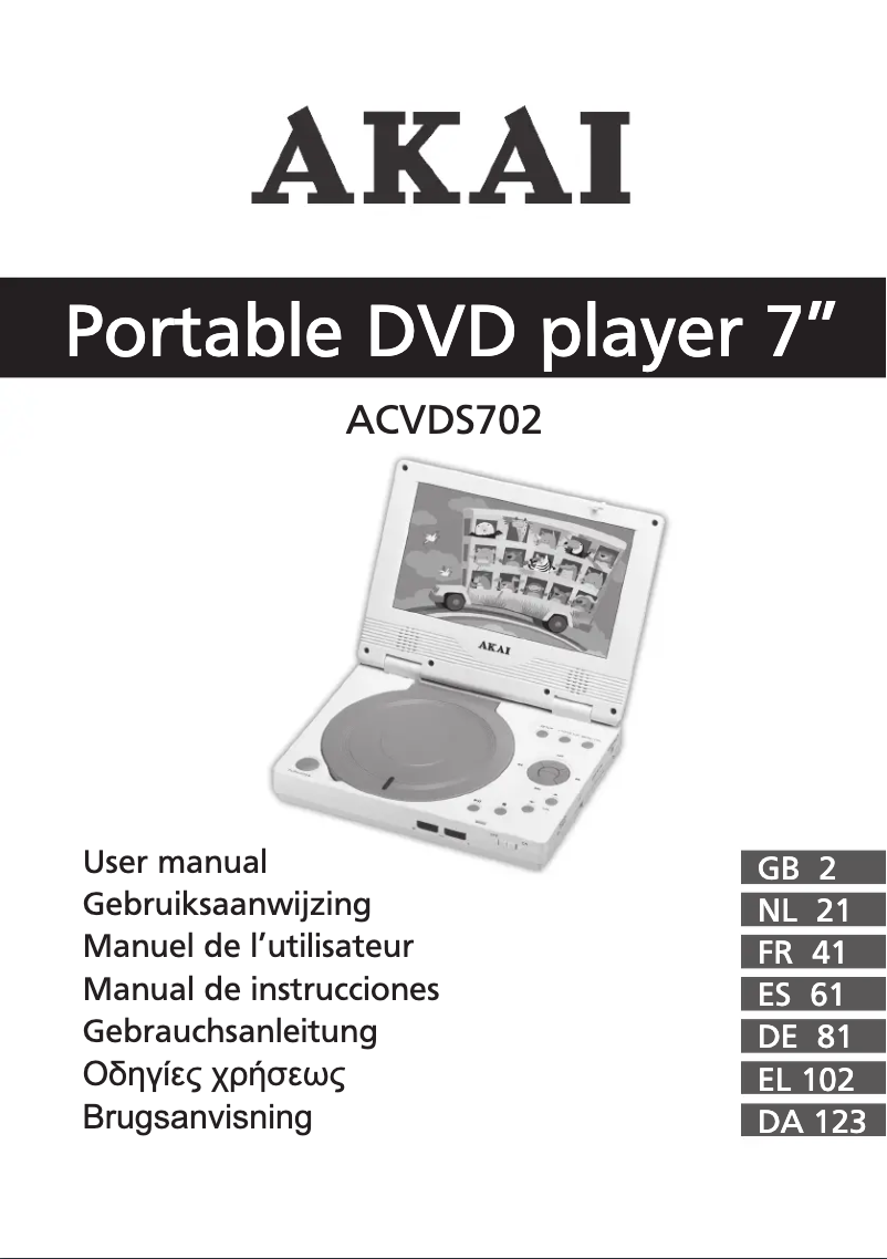 Page n°1 - Manuel utilisateur AKAI ACVDS702BE