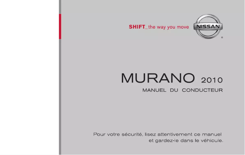 Image de la première page du manuel de l'appareil Murano (2010)