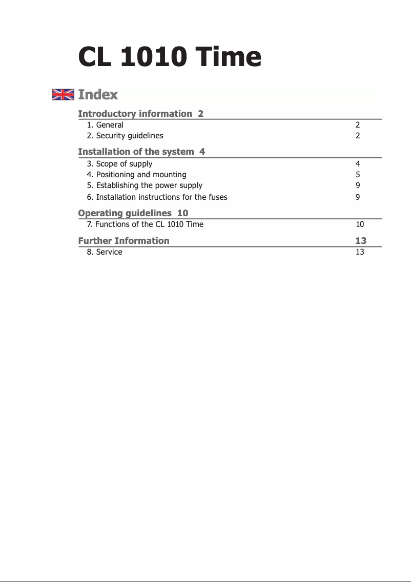 Page 1 de la notice Manuel utilisateur Bury CL 1010 Time