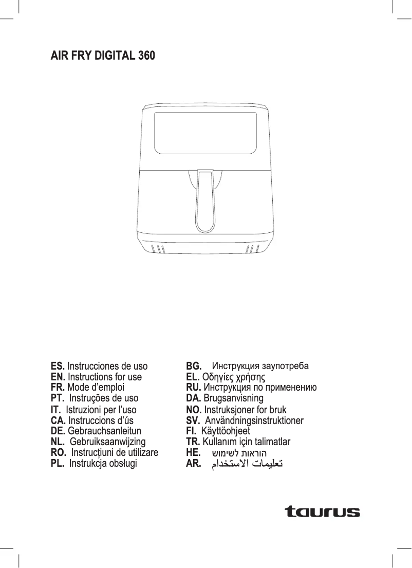 Page n°1 - Manuel utilisateur Taurus Air Fry Digital 360