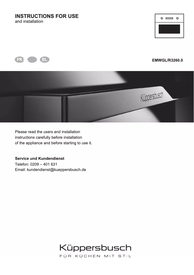 Page n°1 - Manuel utilisateur Küppersbusch EMWGLR 3260