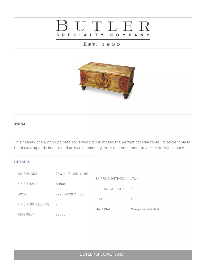 Page n°1 - Manuel utilisateur Butler Mesa 3140290