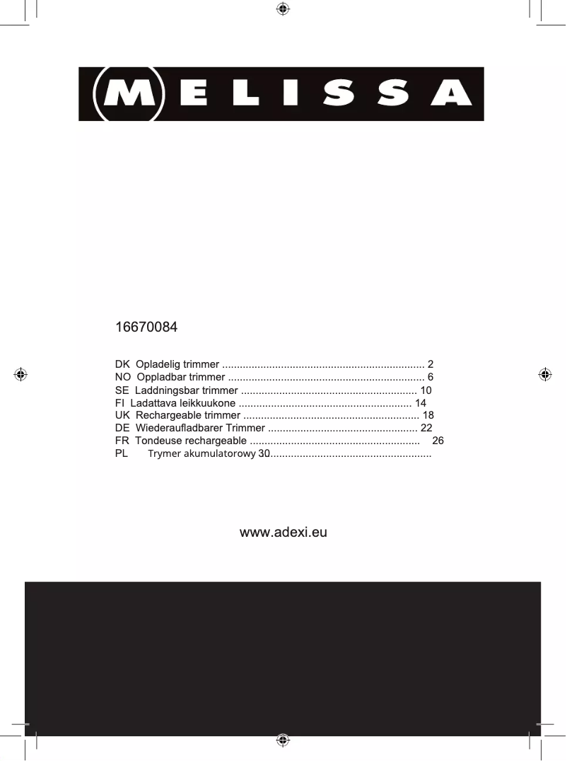 Page 1 de la notice Manuel utilisateur Melissa 16640144