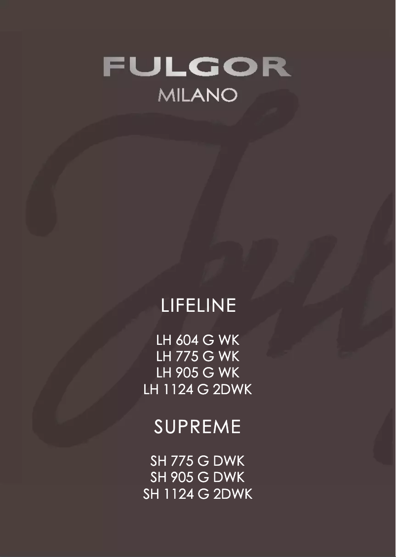 Page 1 de la notice Manuel utilisateur Fulgor Milano LH 1124 G 2DWK BK