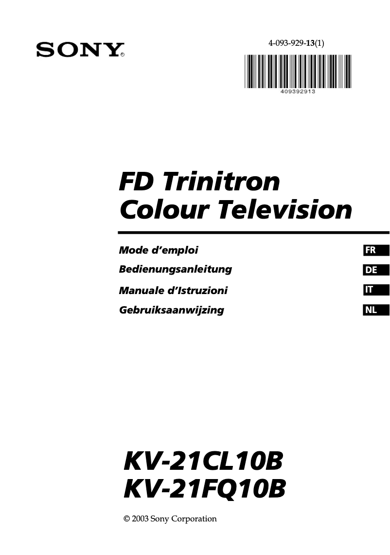 Image de la première page du manuel de l'appareil Trinitron KV-21CL10B