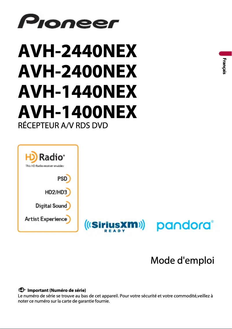 Page 1 de la notice Manuel utilisateur Pioneer AVH-2400NEX