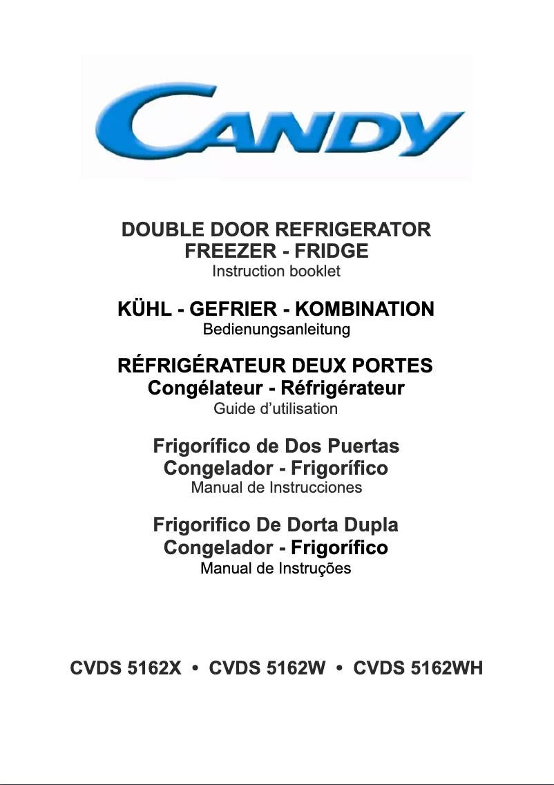 Page n°1 - Manuel utilisateur Candy CVDS 5162X